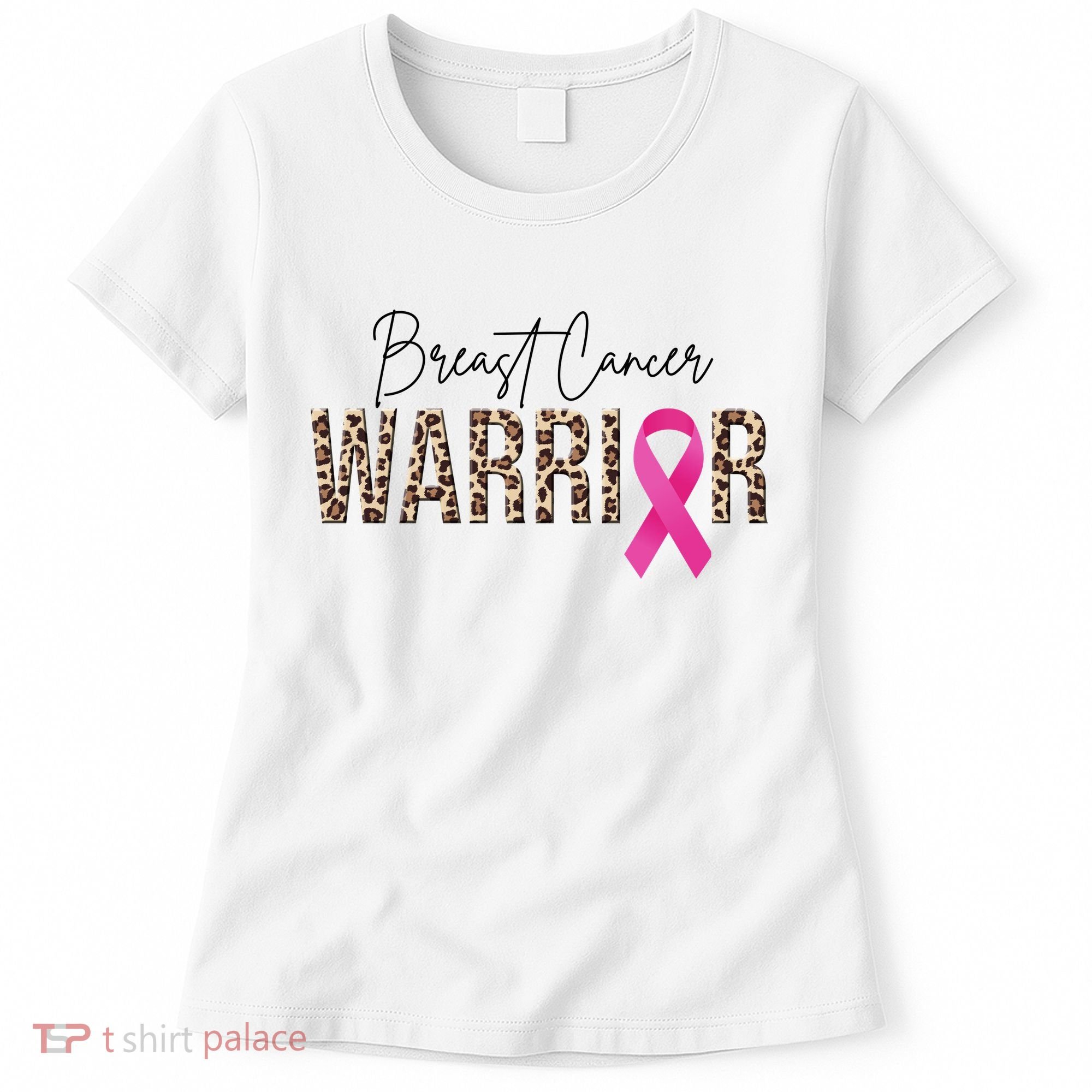 Breast Cancer Warrior Pink Ribbon Cheetah Women's T-Shirt