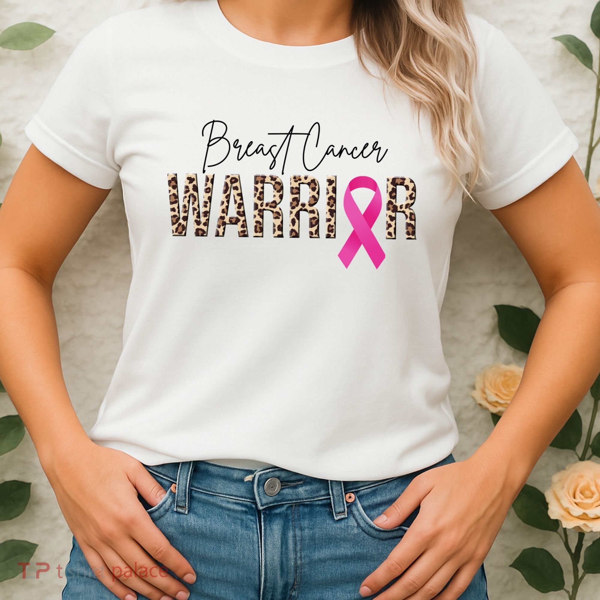 Breast Cancer Warrior Pink Ribbon Cheetah Women's T-Shirt