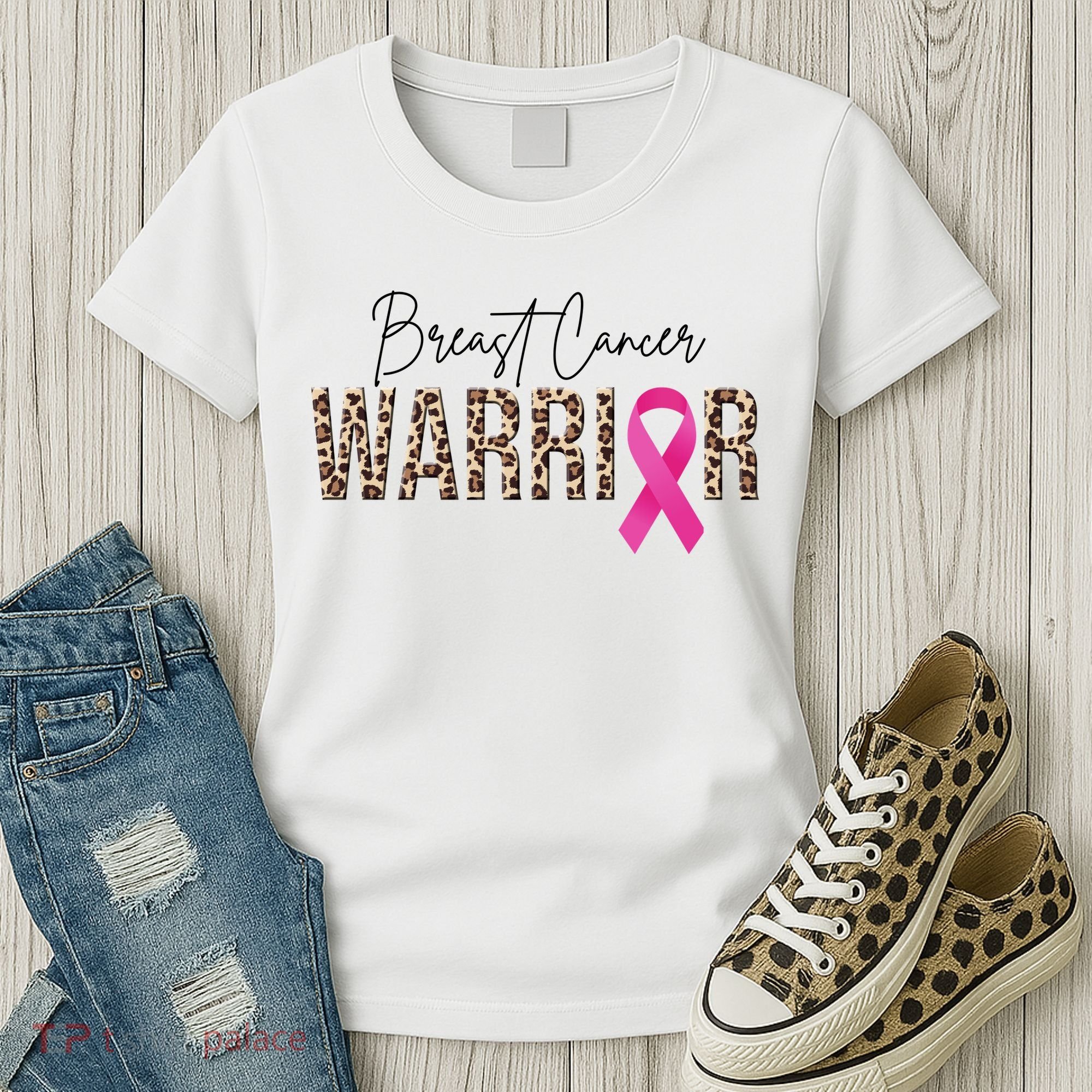 Breast Cancer Warrior Pink Ribbon Cheetah Women's T-Shirt
