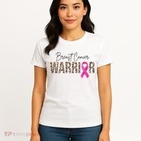Breast Cancer Warrior Pink Ribbon Cheetah Women's T-Shirt thumb 4