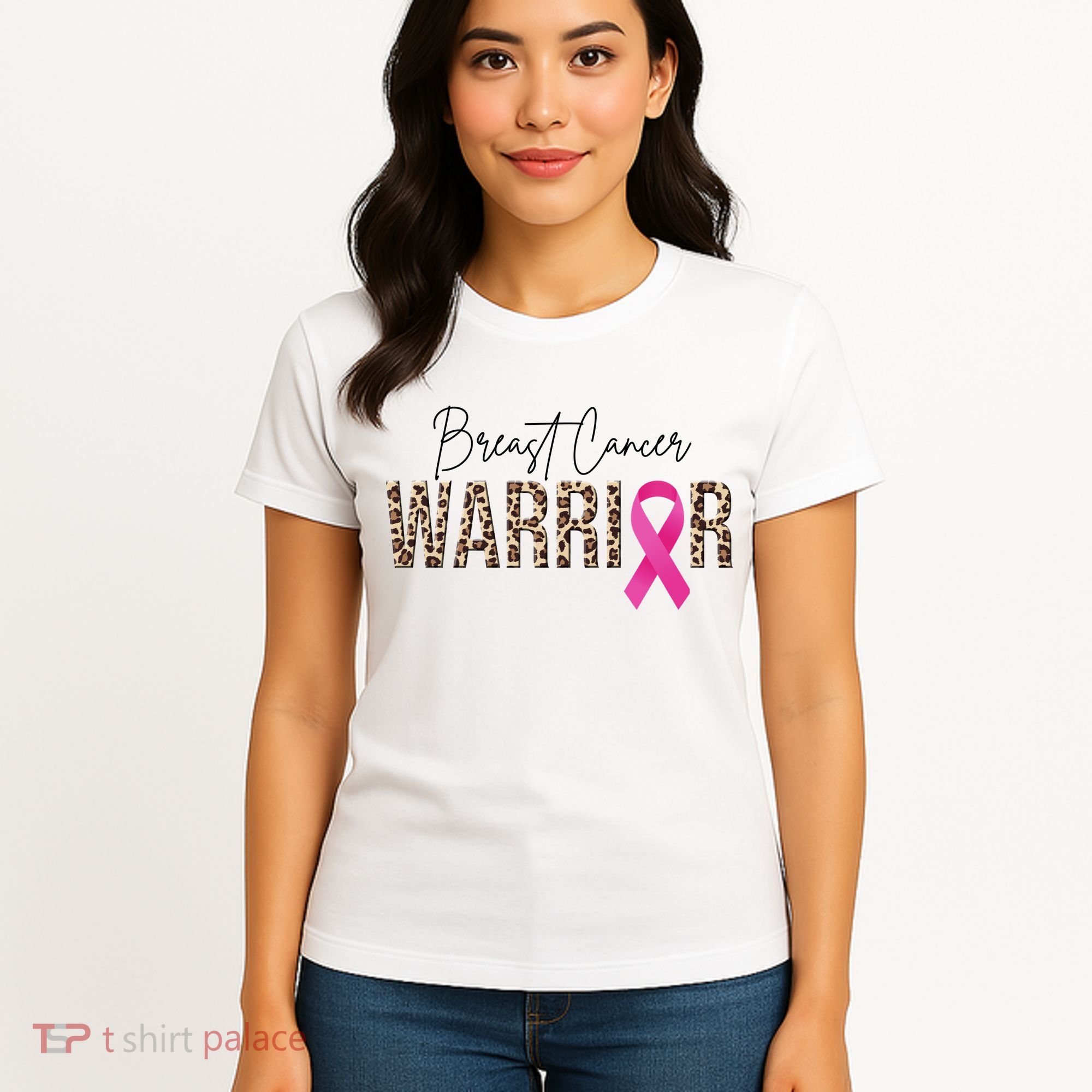 Breast Cancer Warrior Pink Ribbon Cheetah Women's T-Shirt