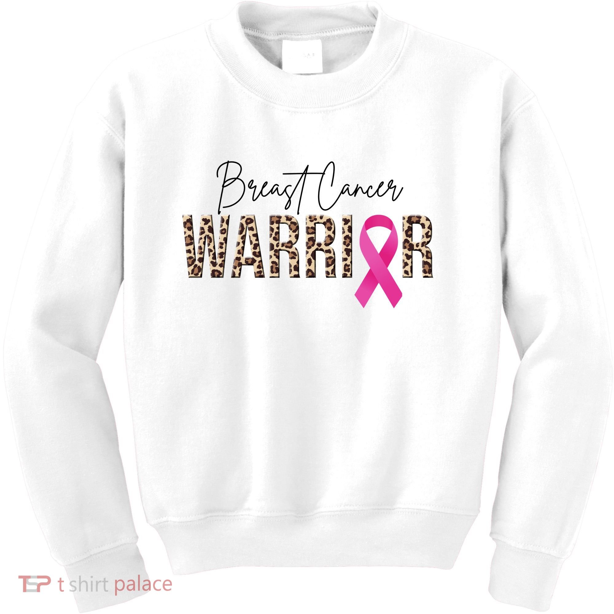 Breast Cancer Warrior Pink Ribbon Cheetah Kids Sweatshirt