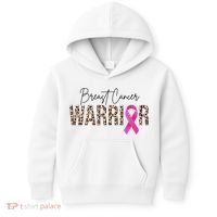 Breast Cancer Warrior Pink Ribbon Cheetah Kids Hoodie thumb 0