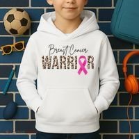 Breast Cancer Warrior Pink Ribbon Cheetah Kids Hoodie thumb 2