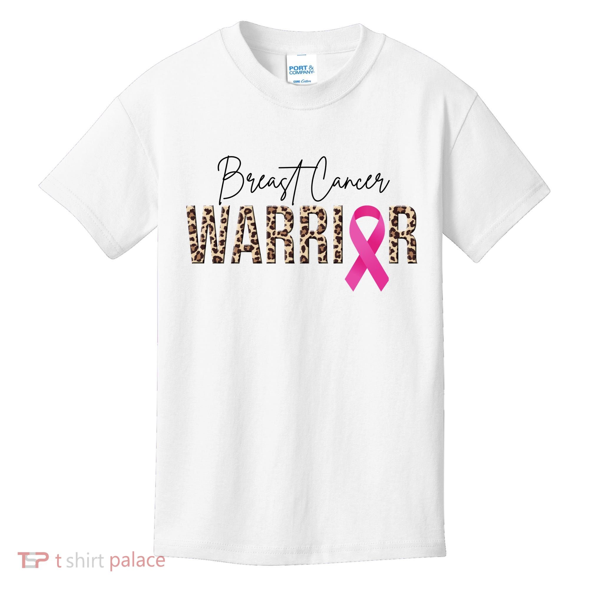 Breast Cancer Warrior Pink Ribbon Cheetah Kids T-Shirt