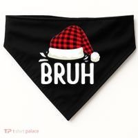 Bruh Christmas Xmas Funny Christmas Pajama USA-Made Doggie Bandana thumb 0