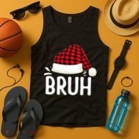 Bruh Christmas Xmas Funny Christmas Pajama Tank Top thumb 4