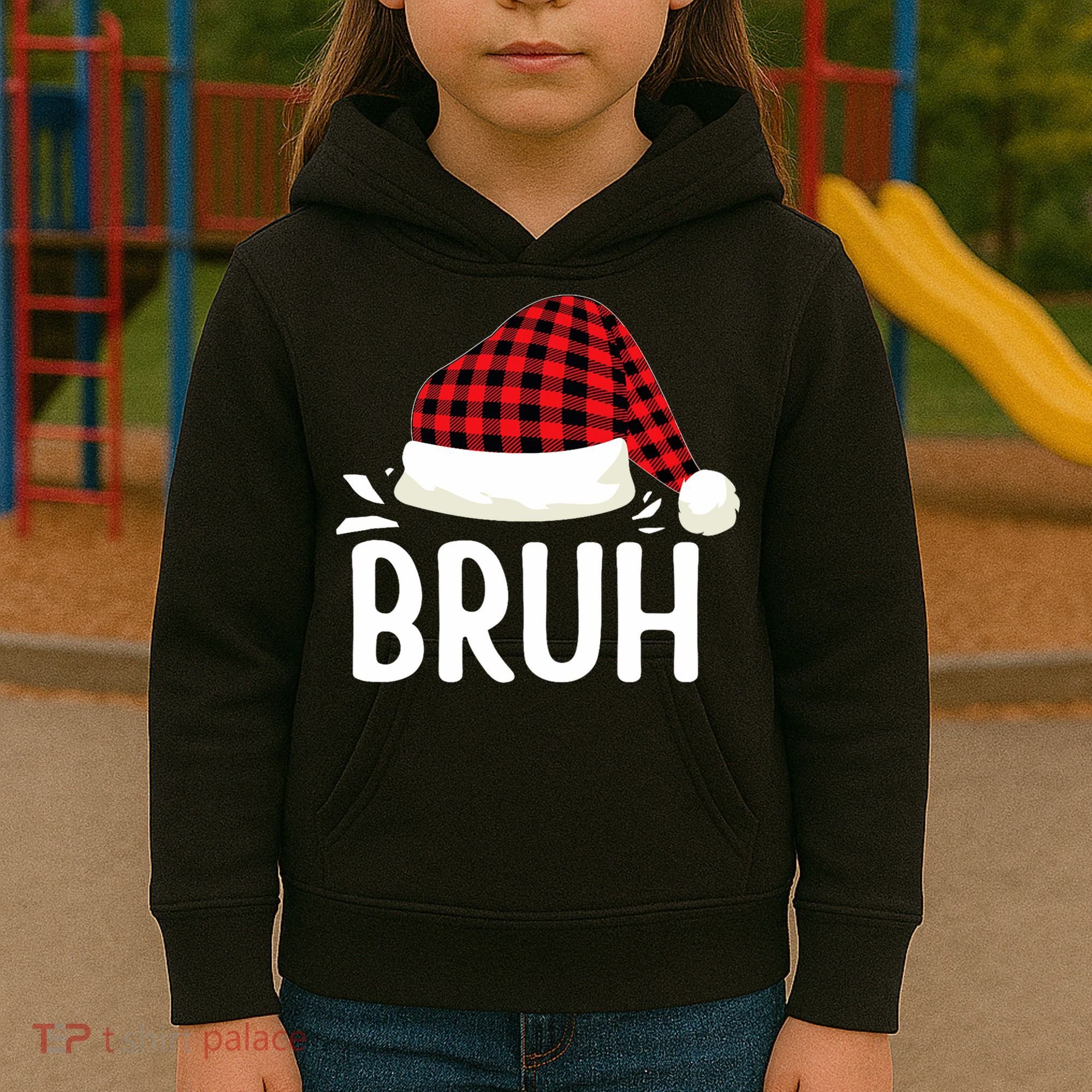 Bruh Christmas Xmas Funny Christmas Pajama Kids Hoodie