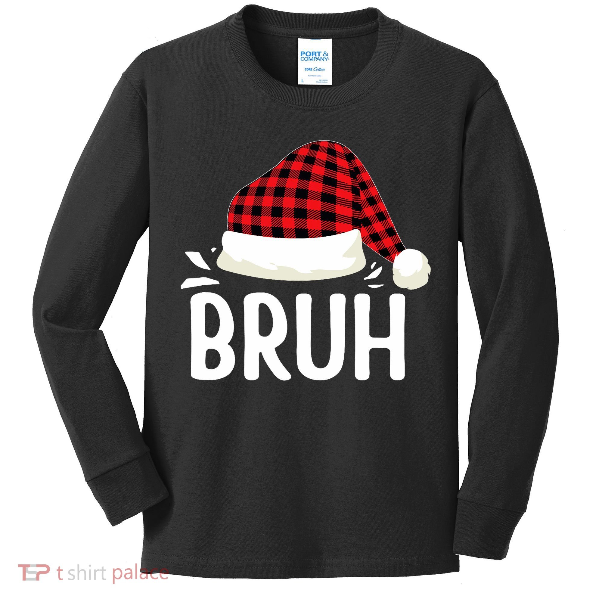 Bruh Christmas Xmas Funny Christmas Pajama Kids Long Sleeve Shirt
