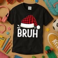 Bruh Christmas Xmas Funny Christmas Pajama Kids T-Shirt thumb 3