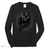 Black Cat Yellow Eyes TShirt Cats Tee Shirt Long Sleeve Shirt thumb 0
