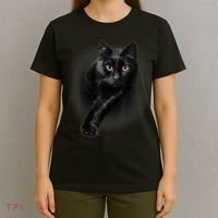 Black Cat Yellow Eyes TShirt Cats Tee Shirt T-Shirt thumb 4