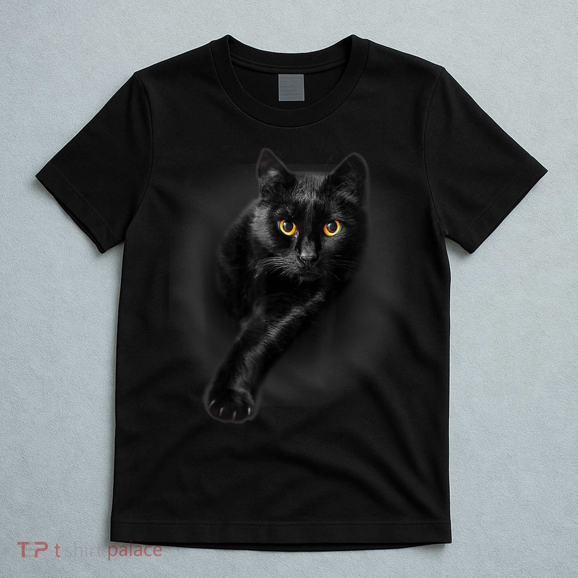 Black Cat Yellow Eyes TShirt Cats Tee Shirt T-Shirt