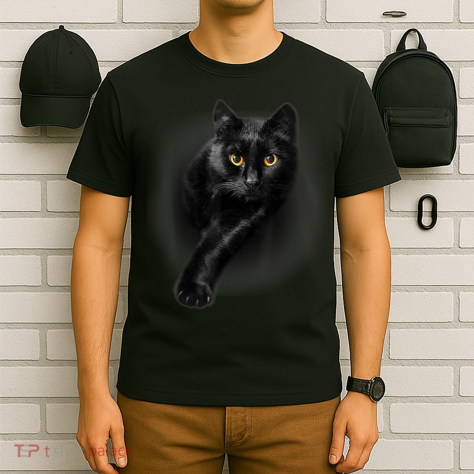 Black Cat Yellow Eyes TShirt Cats Tee Shirt T-Shirt