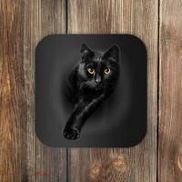Black Cat Yellow Eyes TShirt Cats Tee Shirt Coaster thumb 0