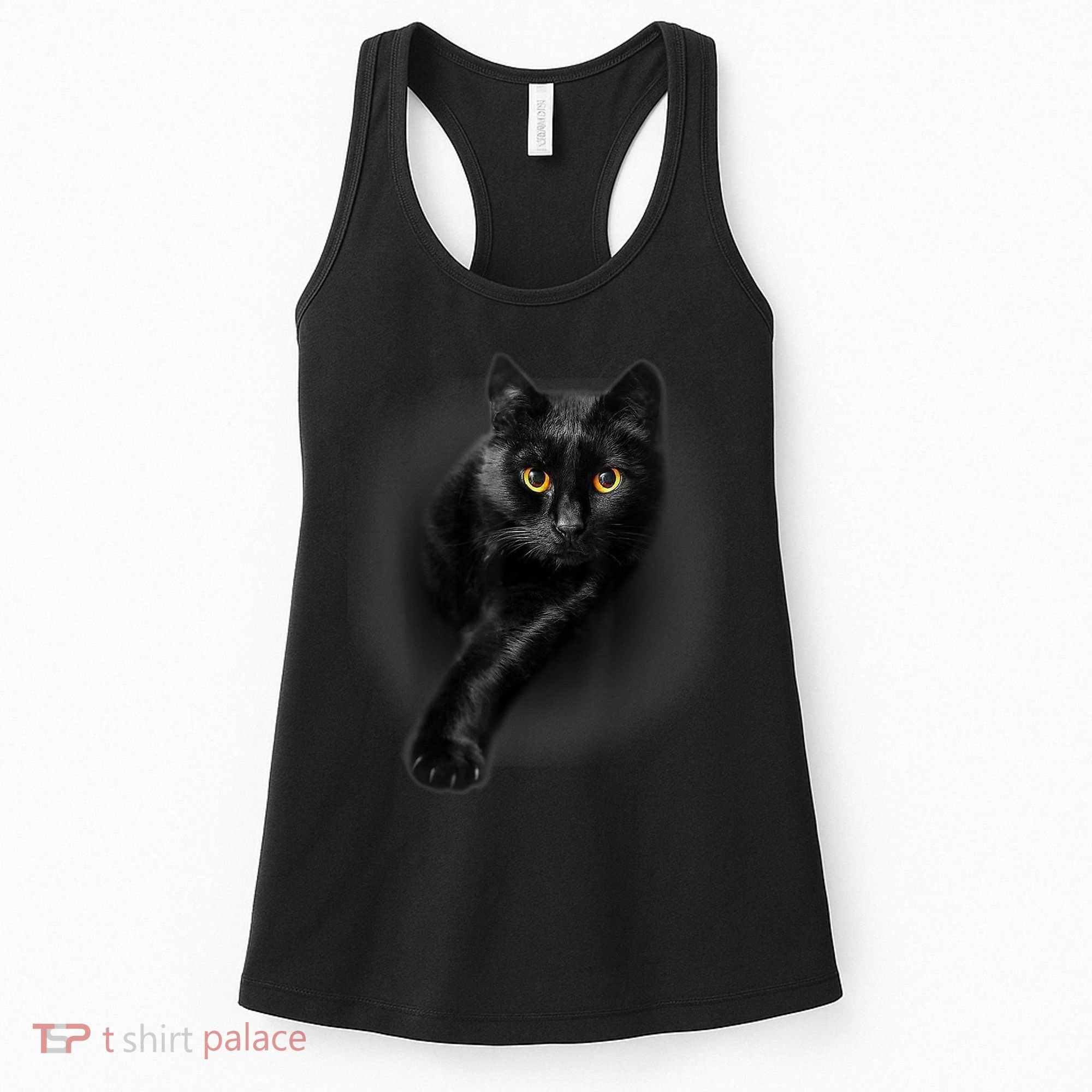 Black Cat Yellow Eyes TShirt Cats Tee Shirt Women's Tank Top
