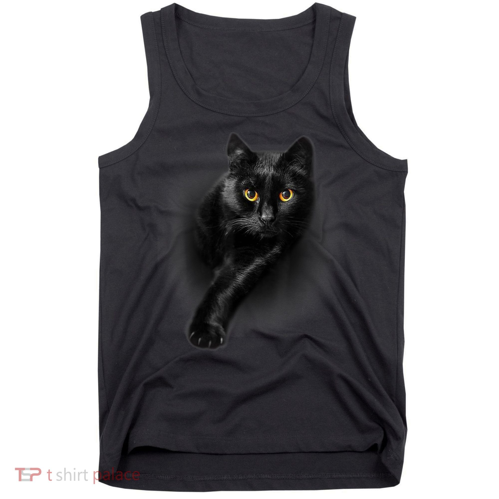 Black Cat Yellow Eyes TShirt Cats Tee Shirt Tank Top