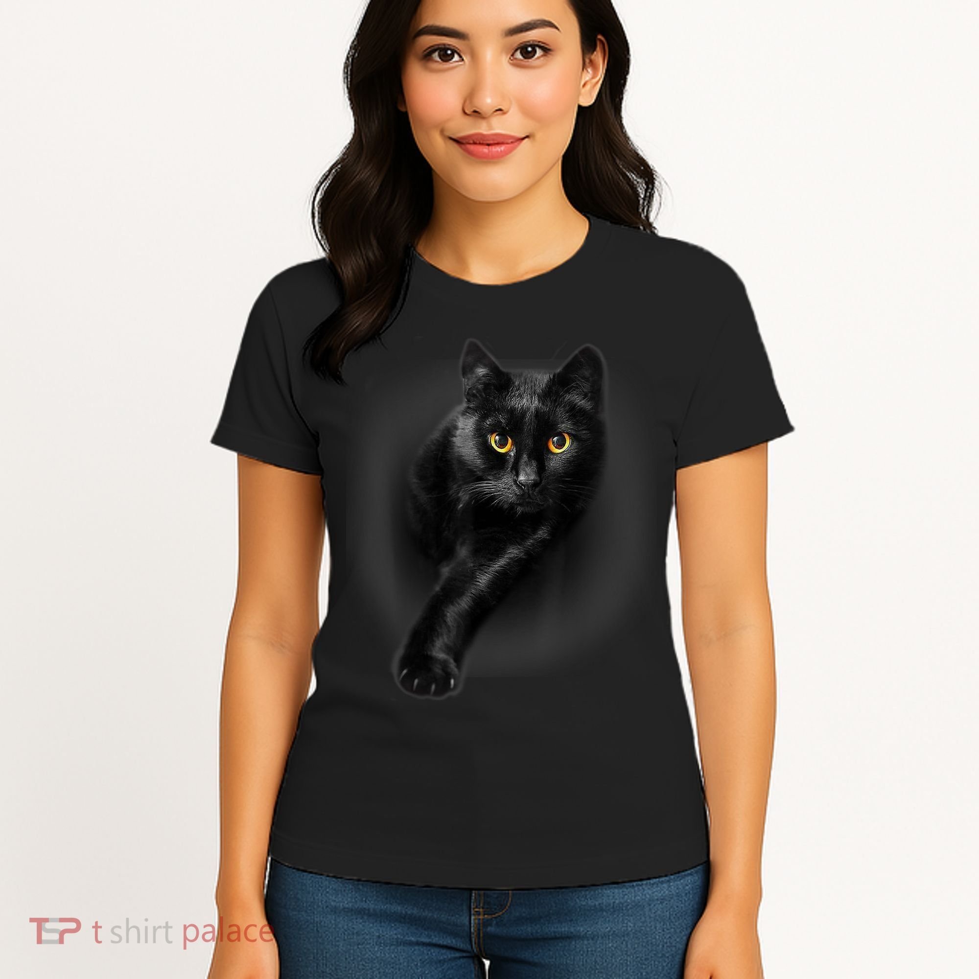 Black Cat Yellow Eyes TShirt Cats Tee Shirt Women's T-Shirt