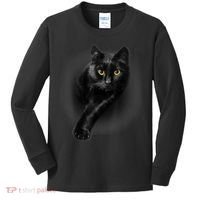 Black Cat Yellow Eyes TShirt Cats Tee Shirt Kids Long Sleeve Shirt thumb 0