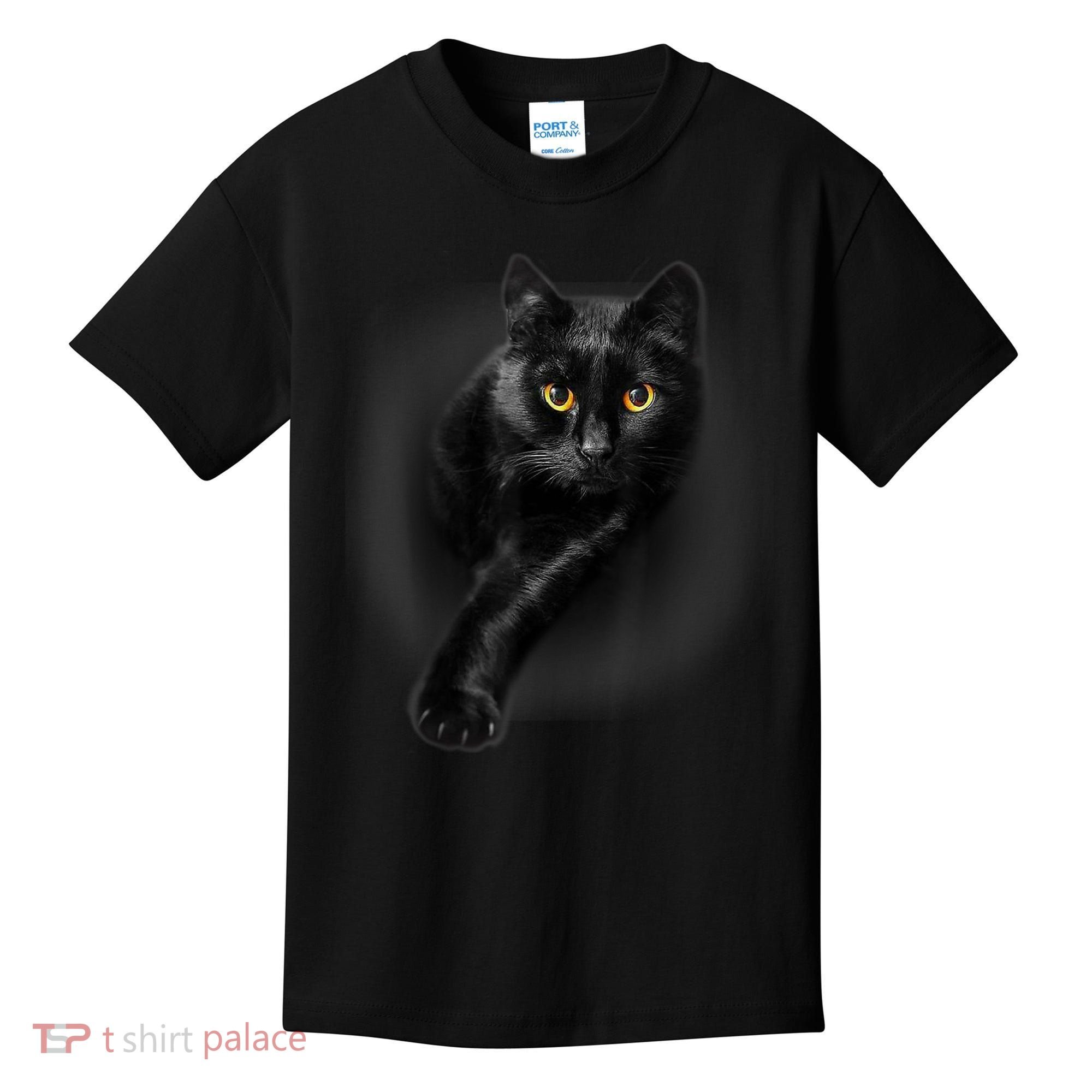 Black Cat Yellow Eyes TShirt Cats Tee Shirt Kids T-Shirt