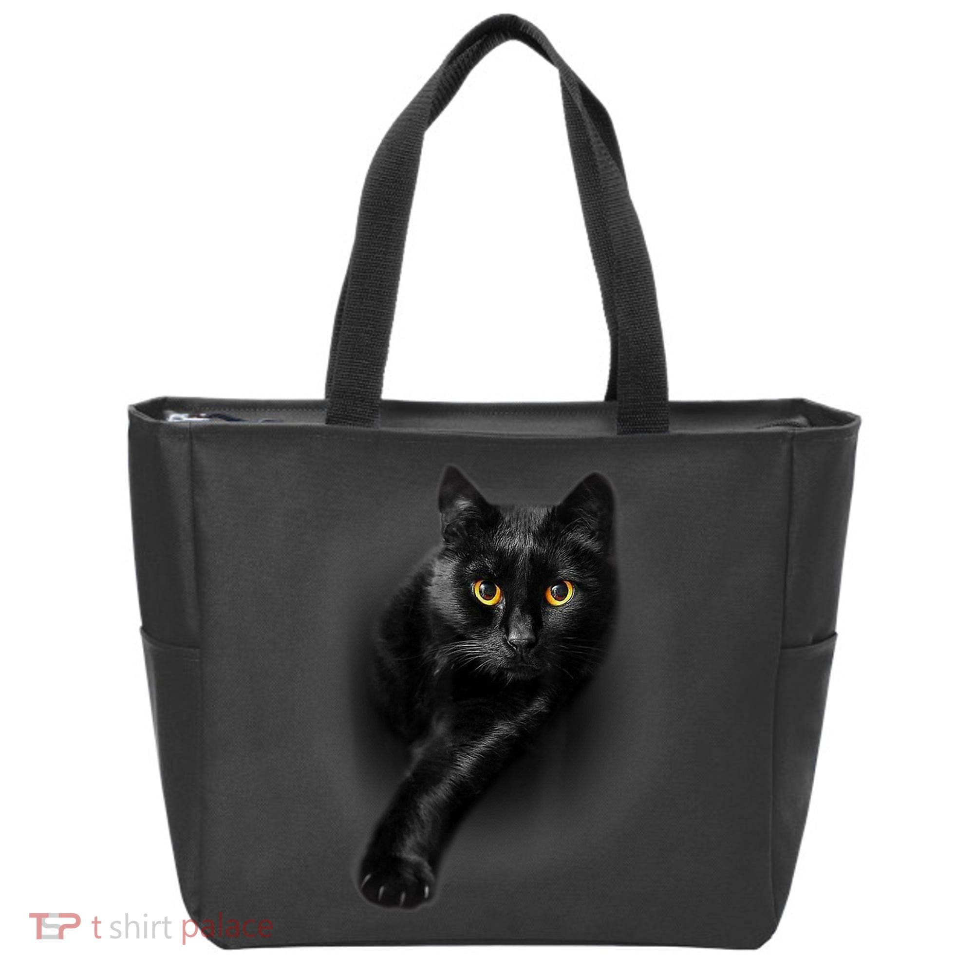 Black Cat Yellow Eyes TShirt Cats Tee Shirt Tote Bag