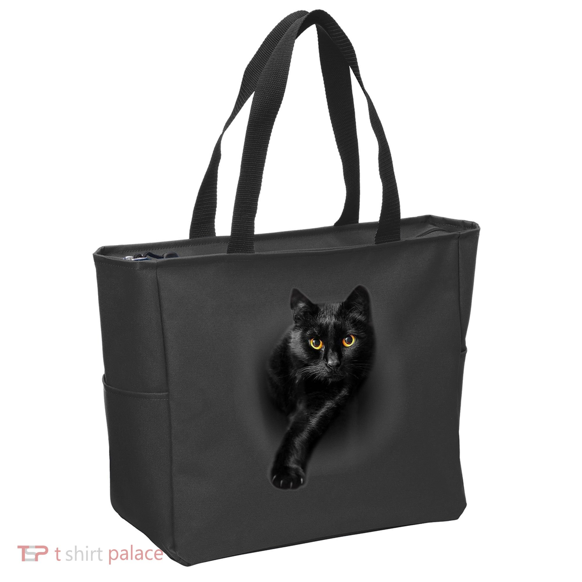 Black Cat Yellow Eyes TShirt Cats Tee Shirt Tote Bag