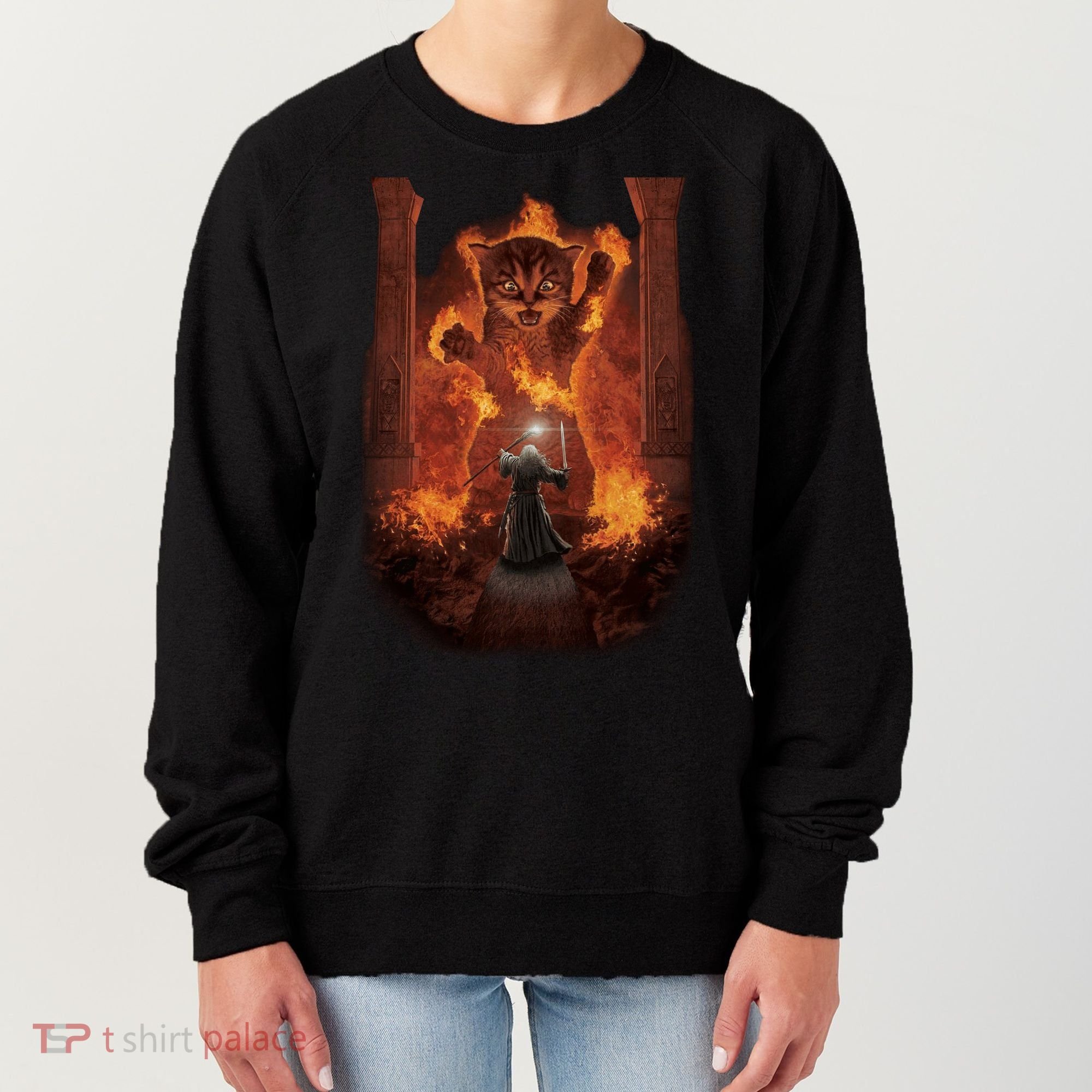 Balrog Cat You Shall Not Pass Wizard Monster Fight Women's Sweatshirt
