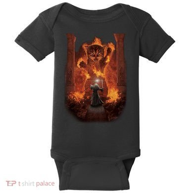 Balrog Cat You Shall Not Pass Wizard Monster Fight Baby Bodysuit