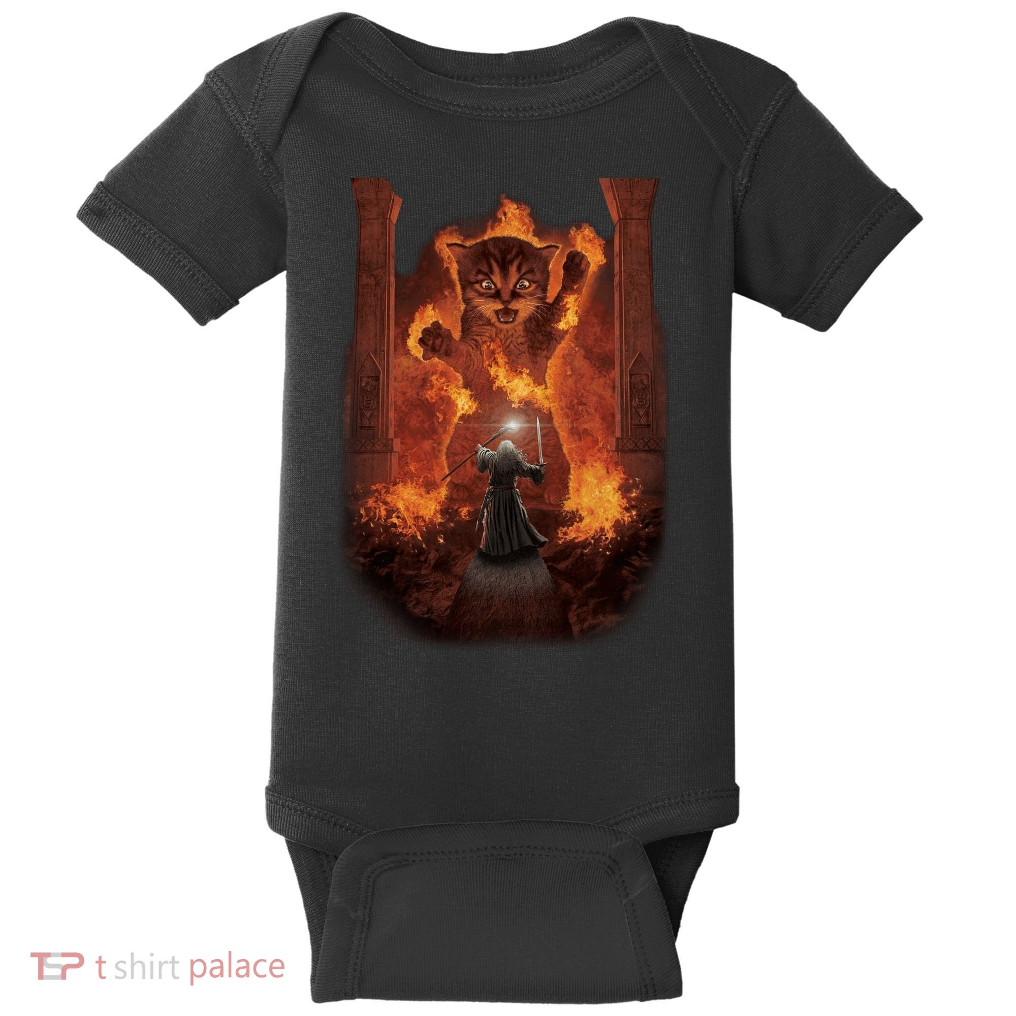 Balrog Cat You Shall Not Pass Wizard Monster Fight Baby Bodysuit