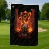 Balrog Cat You Shall Not Pass Wizard Monster Fight Golf Towel thumb 1