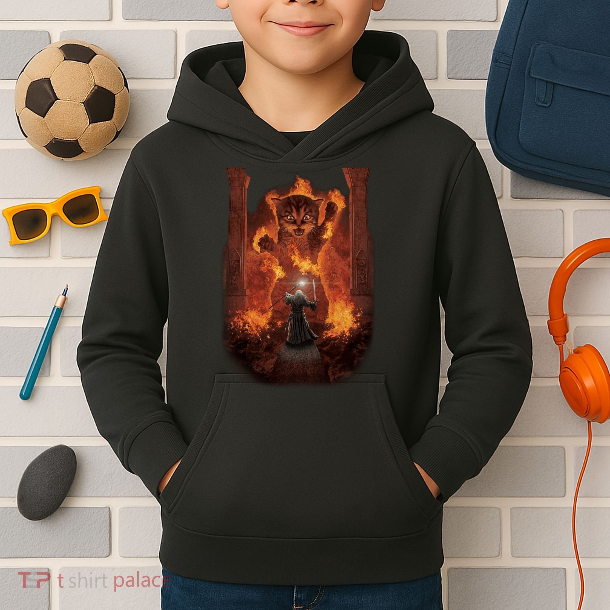 Balrog Cat You Shall Not Pass Wizard Monster Fight Kids Hoodie