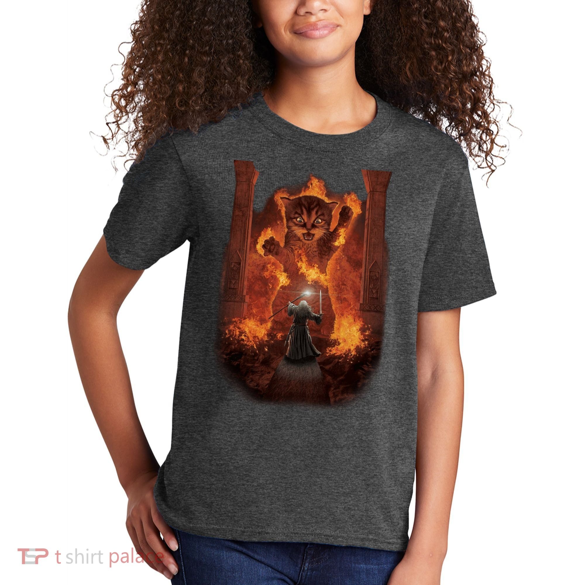 Balrog Cat You Shall Not Pass Wizard Monster Fight Kids T-Shirt