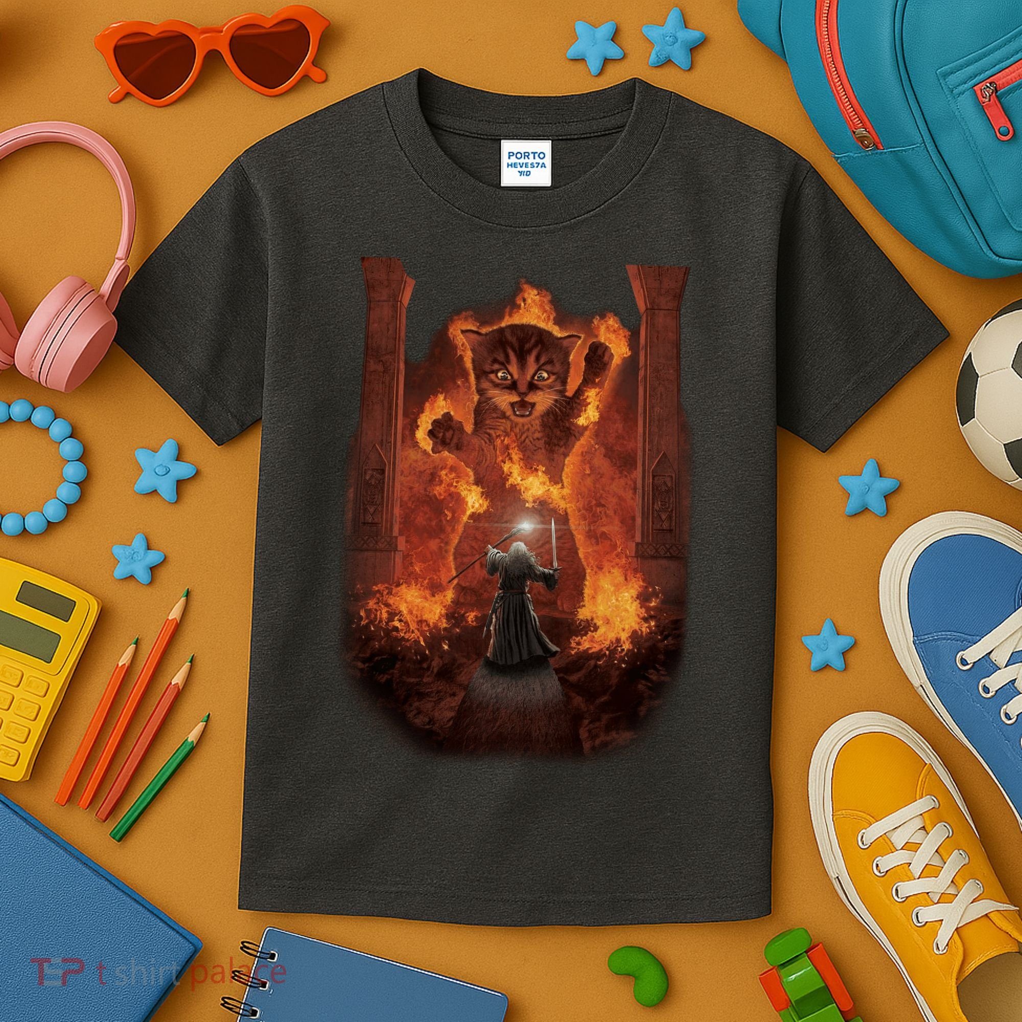 Balrog Cat You Shall Not Pass Wizard Monster Fight Kids T-Shirt