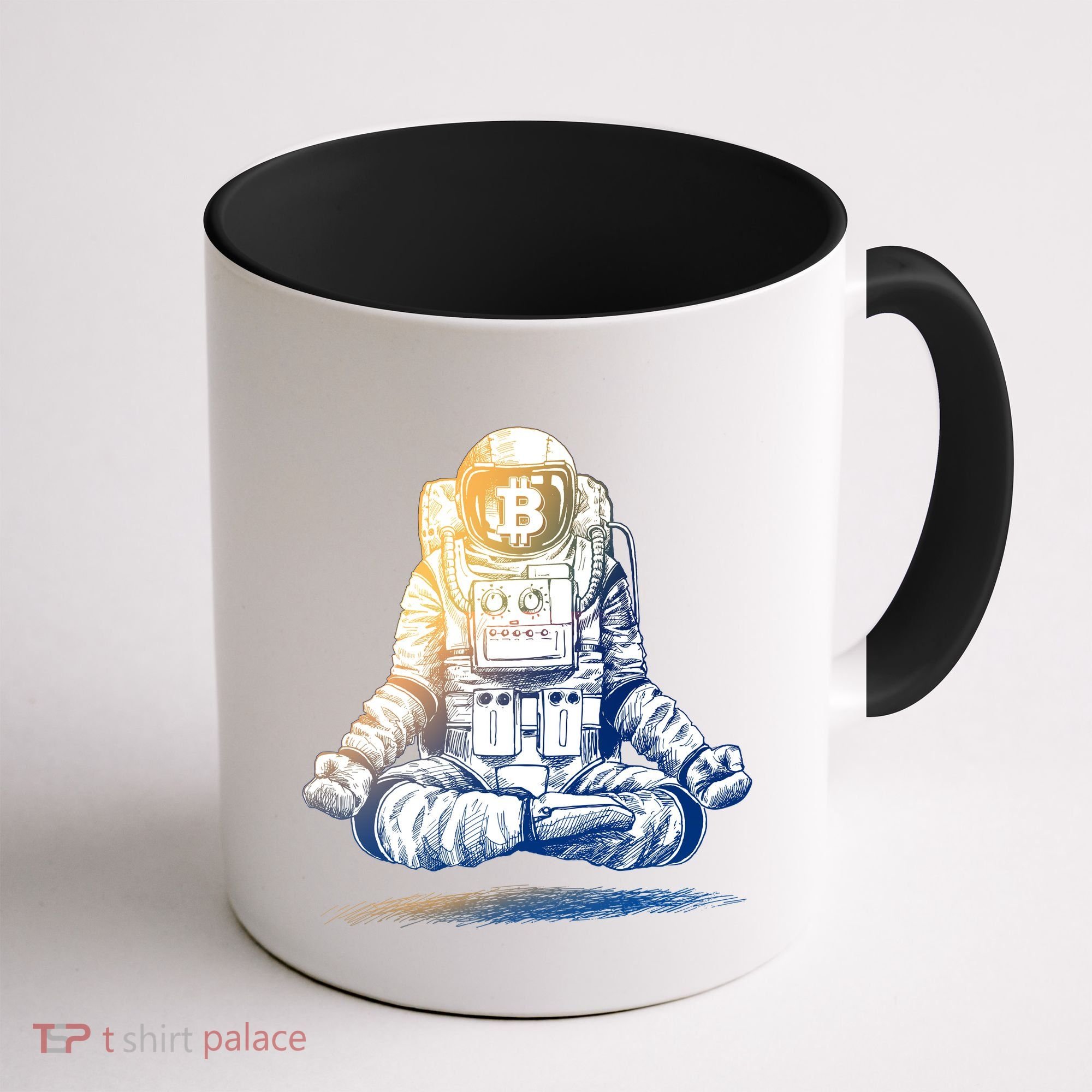 Bitcoin Cryptocurrency Yoga Astronaut Coffee Mug