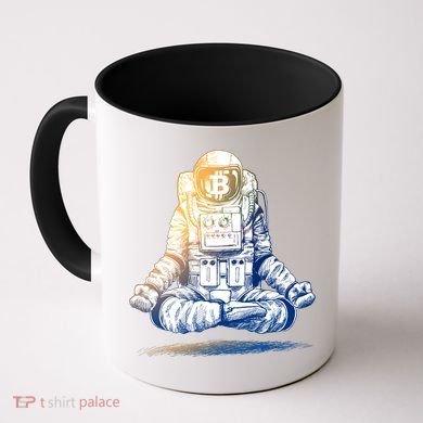 Bitcoin Cryptocurrency Yoga Astronaut Coffee Mug