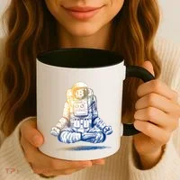 Bitcoin Cryptocurrency Yoga Astronaut Coffee Mug thumb 3
