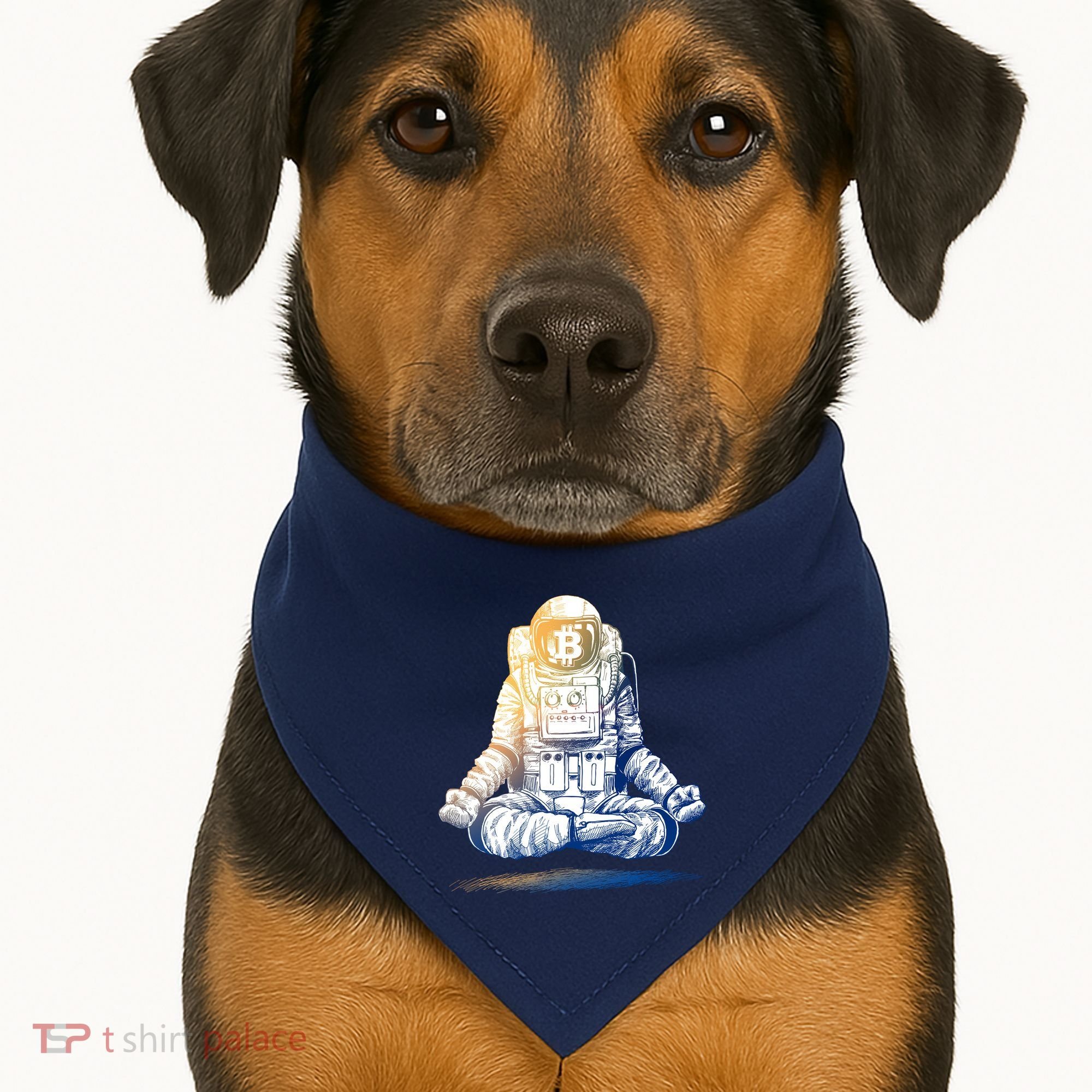 Bitcoin Cryptocurrency Yoga Astronaut USA-Made Doggie Bandana