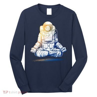 Bitcoin Cryptocurrency Yoga Astronaut Long Sleeve Shirt