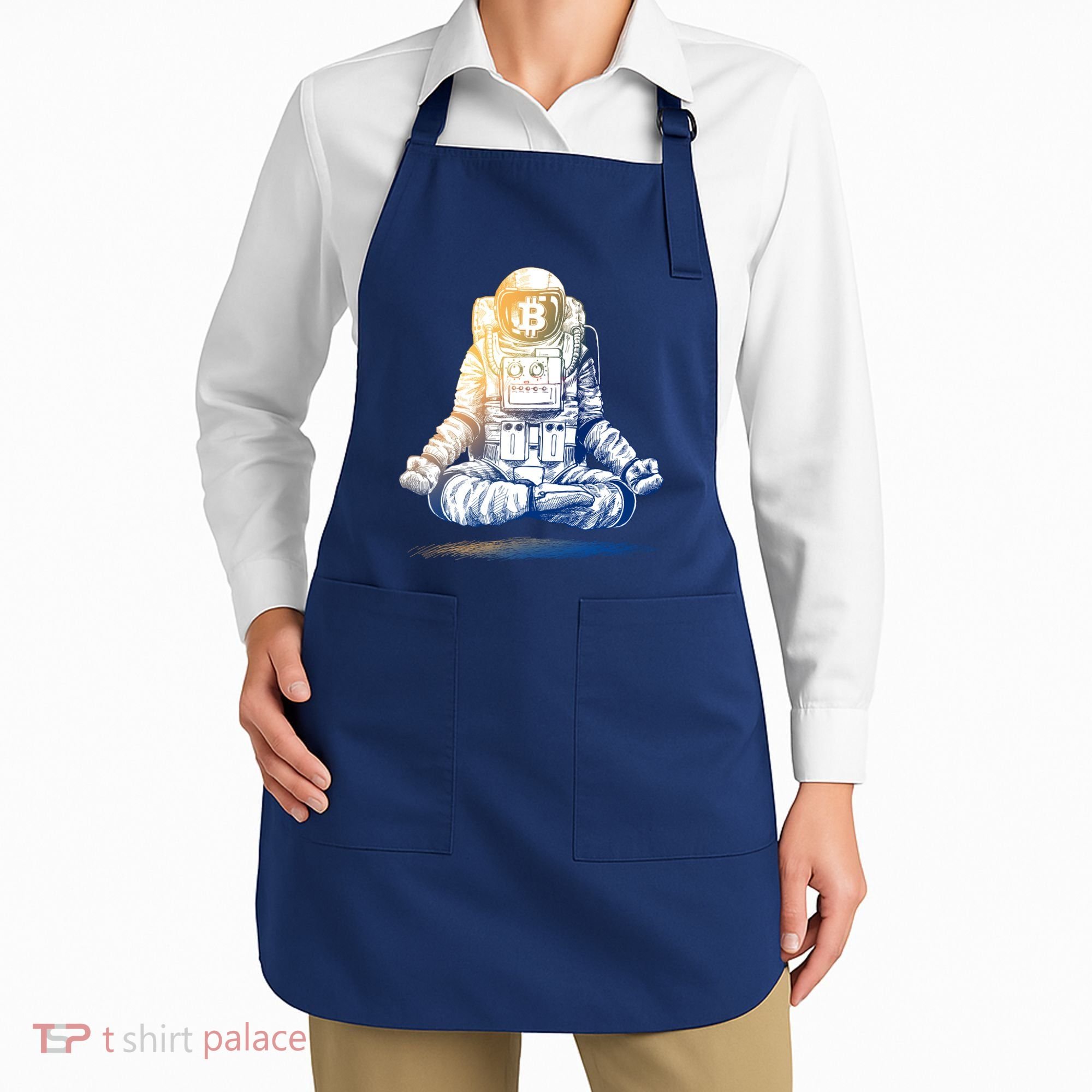 Bitcoin Cryptocurrency Yoga Astronaut Apron