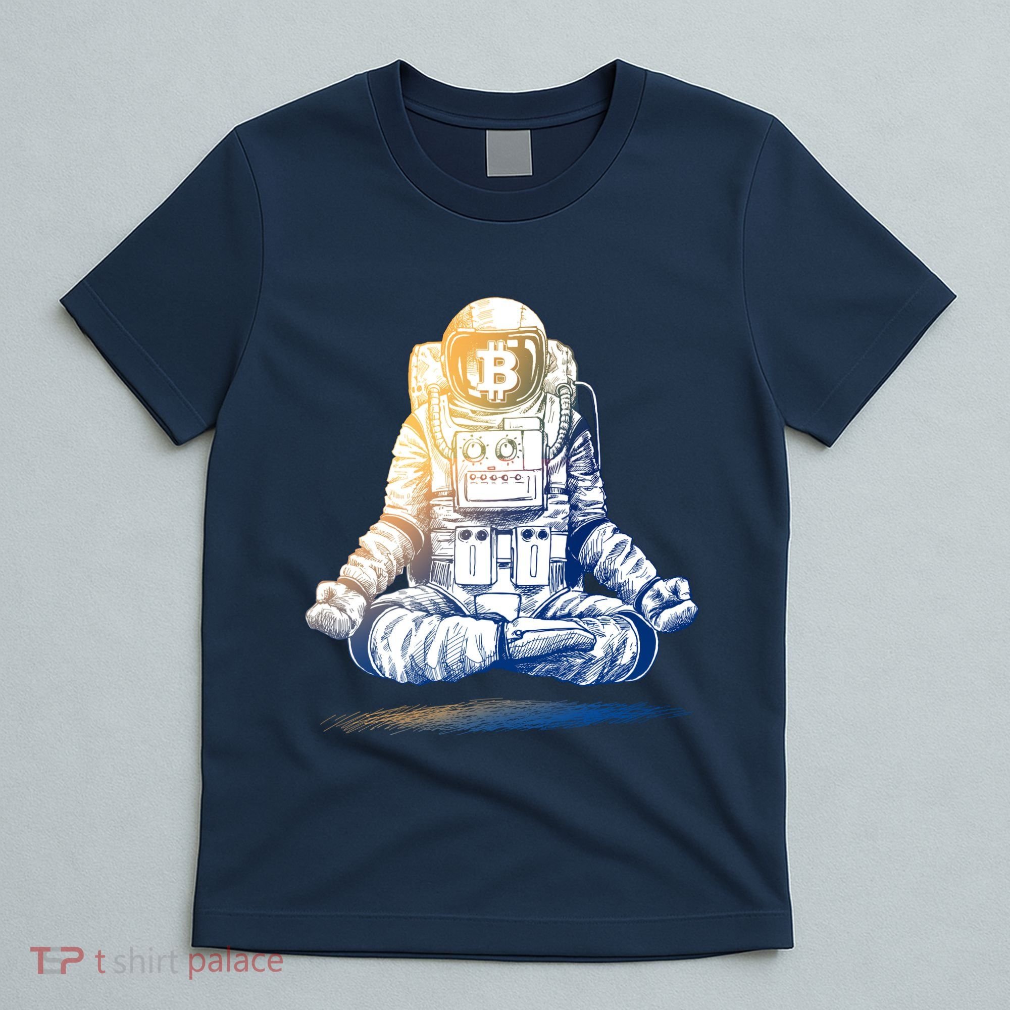 Bitcoin Cryptocurrency Yoga Astronaut T-Shirt
