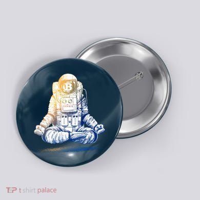 Bitcoin Cryptocurrency Yoga Astronaut Button
