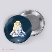Bitcoin Cryptocurrency Yoga Astronaut Button thumb 0