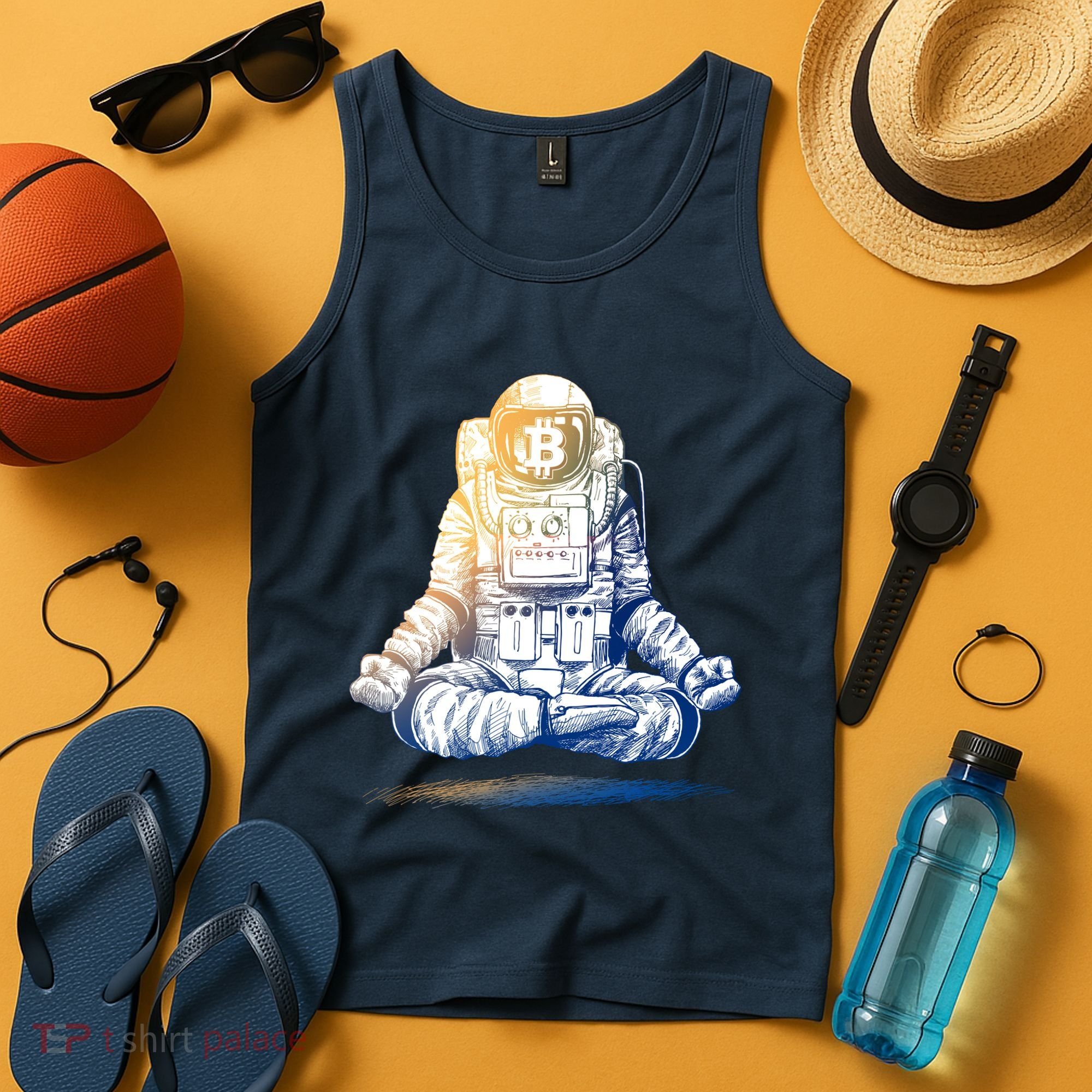 Bitcoin Cryptocurrency Yoga Astronaut Tank Top