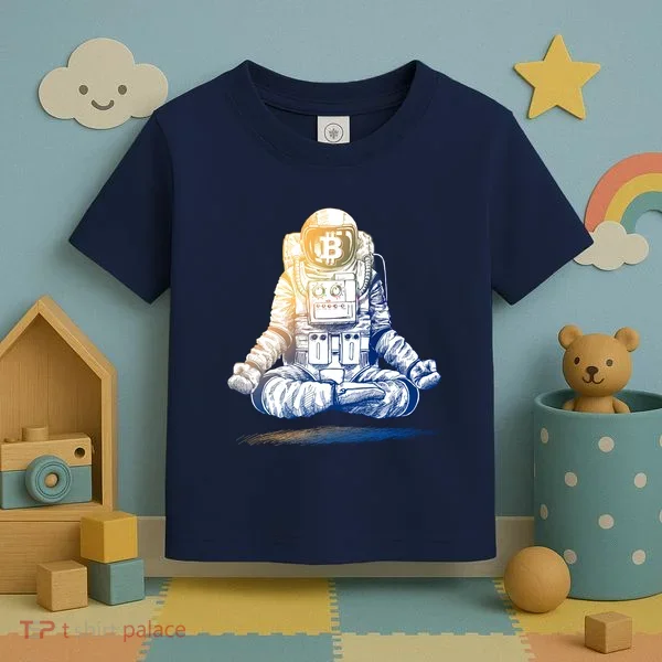 Bitcoin Cryptocurrency Yoga Astronaut Toddler T-Shirt