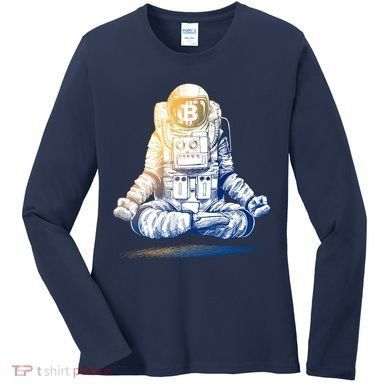 Bitcoin Cryptocurrency Yoga Astronaut Women's Long Sleeve Shirt