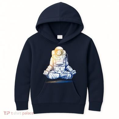 Bitcoin Cryptocurrency Yoga Astronaut Kids Hoodie