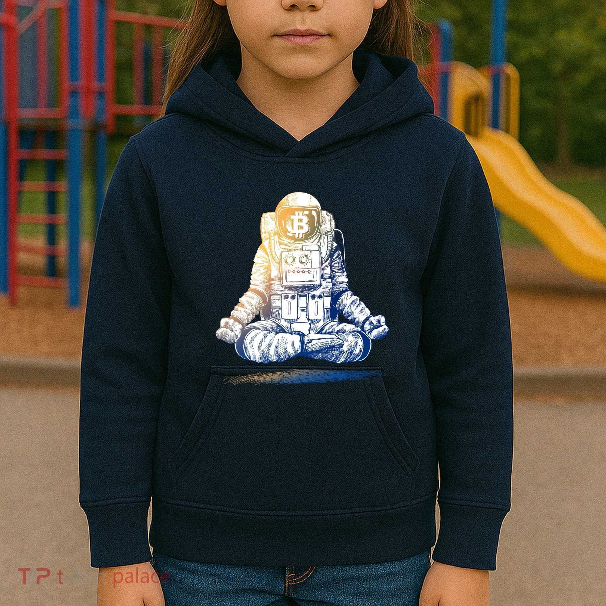 Bitcoin Cryptocurrency Yoga Astronaut Kids Hoodie