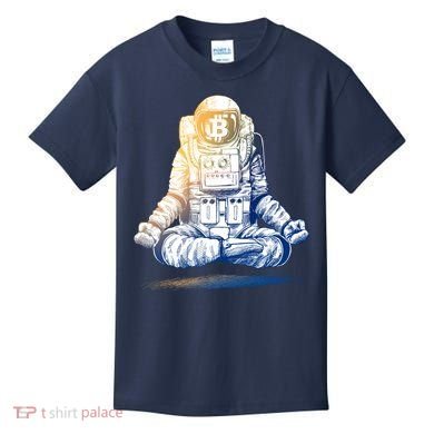 Bitcoin Cryptocurrency Yoga Astronaut Kids T-Shirt