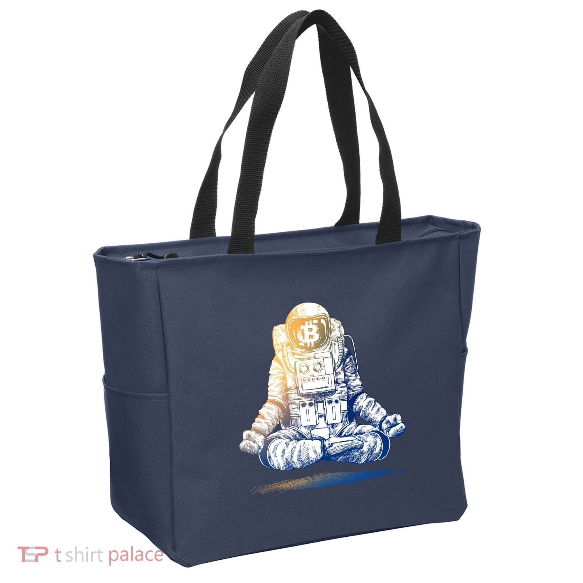 Bitcoin Cryptocurrency Yoga Astronaut Tote Bag