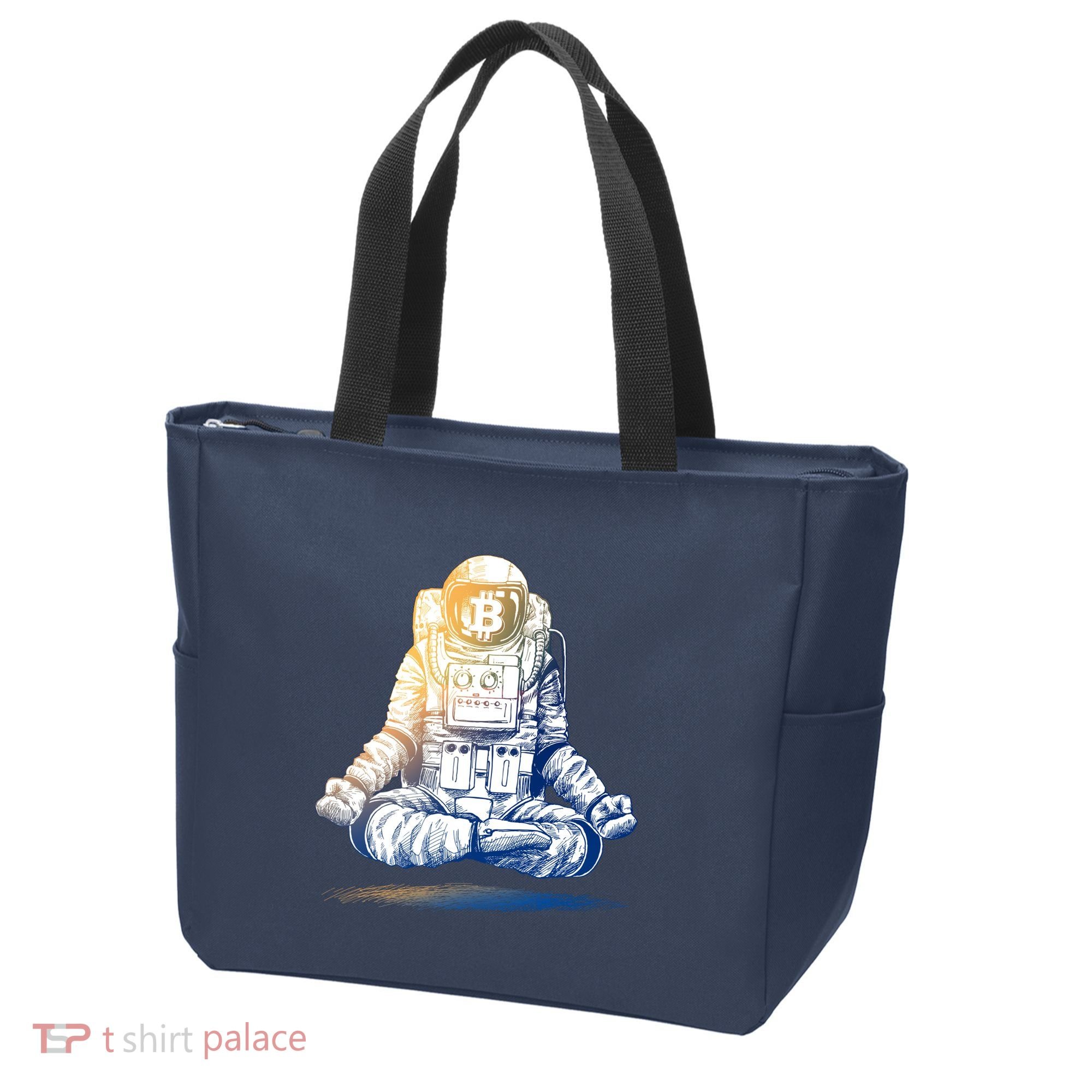 Bitcoin Cryptocurrency Yoga Astronaut Tote Bag